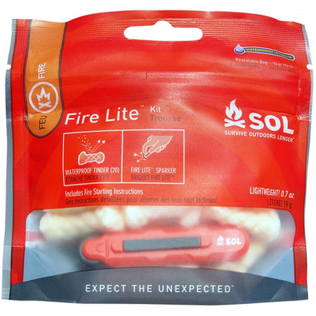 SOL Fire Lite Sparker and Tinder Quik Survival Fire Starting Kit 20 Fires