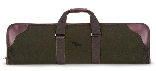 Over/Under Shotgun Carry Case Green Tan Canvas with Leather Trim