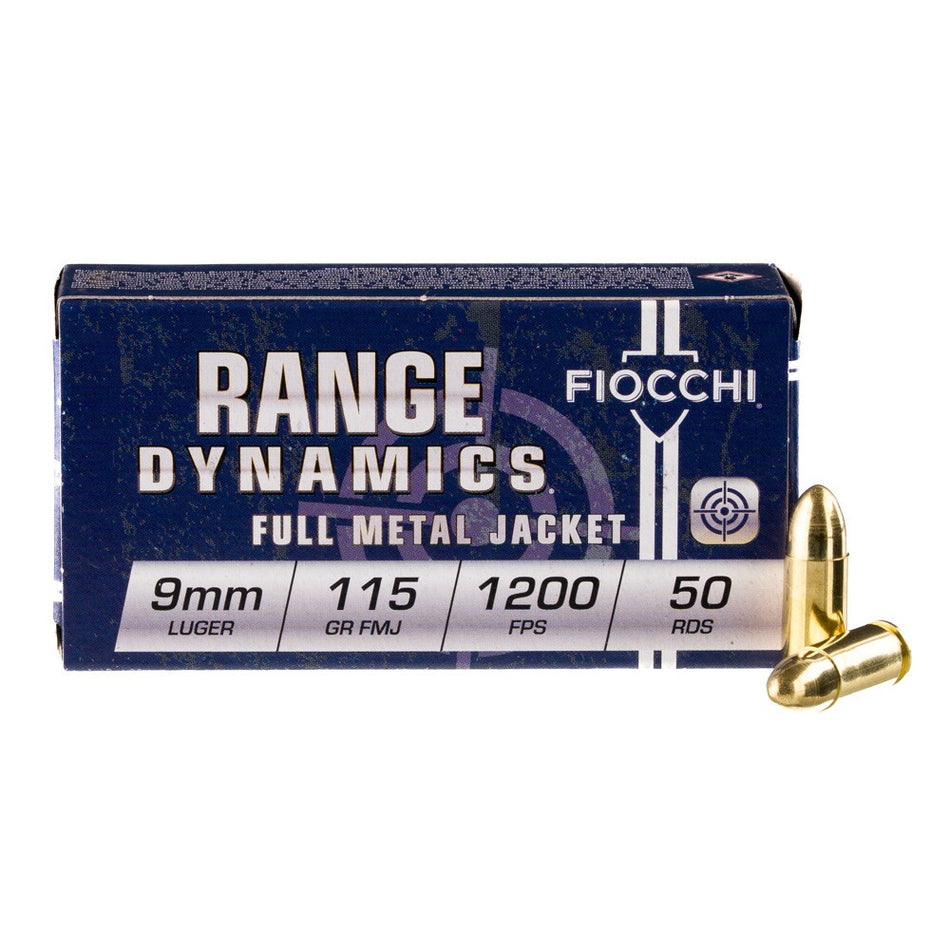 Fiocchi 9mm Luger Range & Training Dynamics 115 Grain Full Metal Jacket(FMJ)