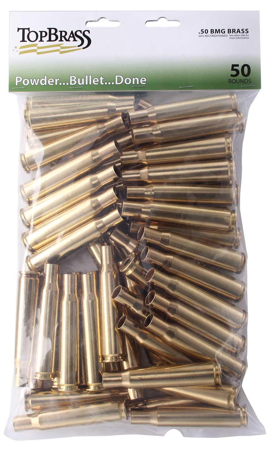 Top Brass Unprimed Remanufactured .50 BMG Rifle Brass 50/ct