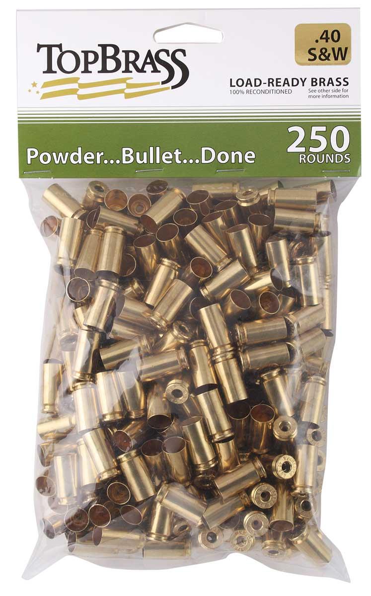 Top Brass Unprimed Remanufactured Handgun Brass .40 S&W Grade A+ 250/ct