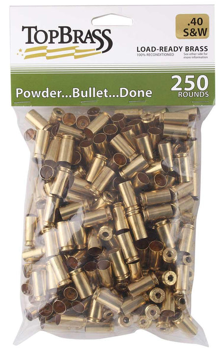 Top Brass Unprimed Remanufactured Handgun Brass .40 S&W Grade A+ 250/ct