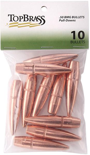 Top Brass Pull-Down Bullets .50 BMG 647gr FMJ – 10 Count