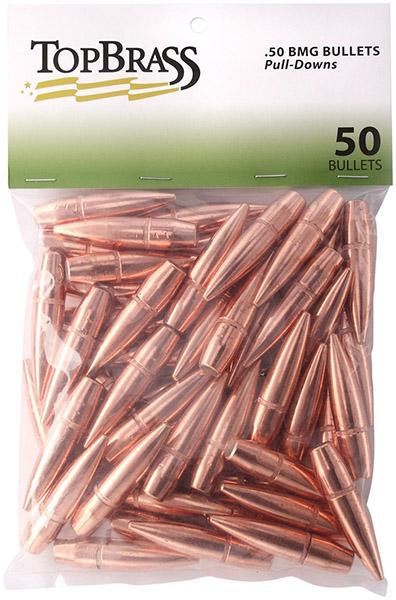 Top Brass .50 BMG Pull-Down 647gr FMJ Military Surplus Bullets 50/ct