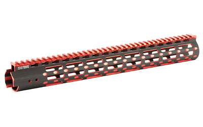 UTG PRO AR-15 15" Super Slim M-LOK Free Float Rail with Anti-Rotation Tabs and QD Adaptor, Black/Red