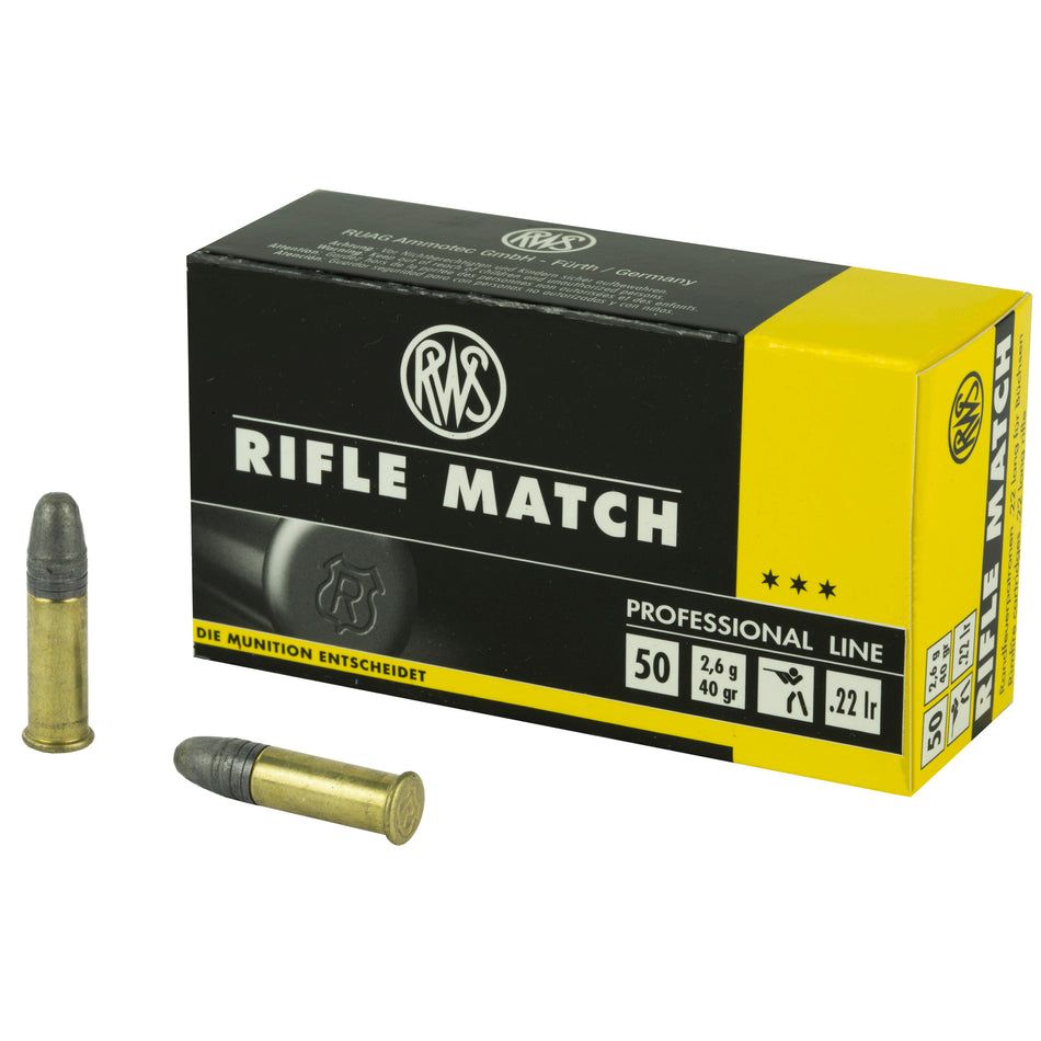 RWS Rifle Match .22 Long Rifle 40 grain Lead Round Nose ammunition