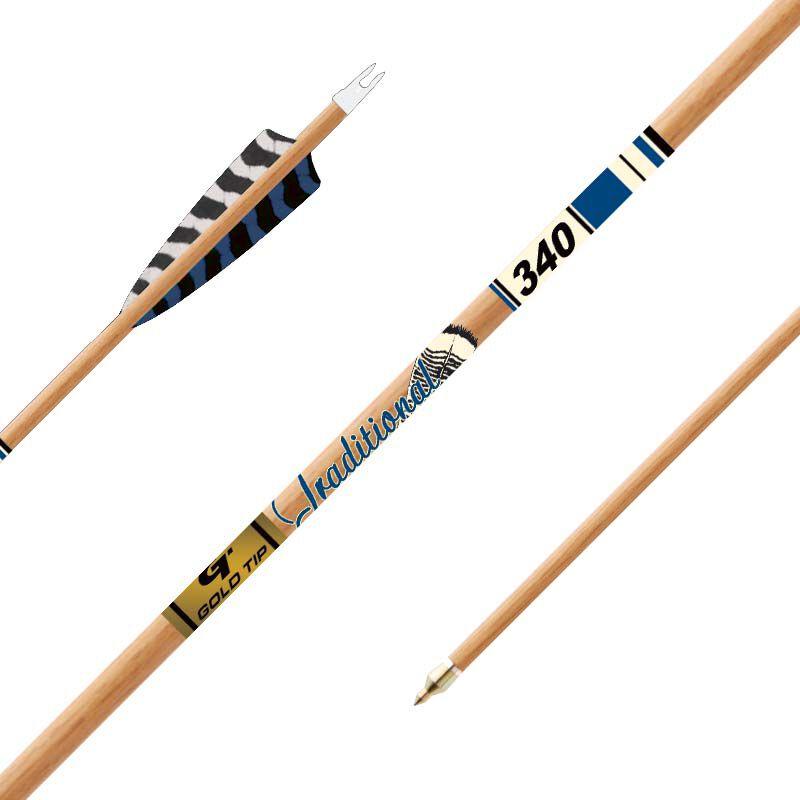 Gold Tip Traditional XT Arrows 400 5" Barred Feathers Half-Dozen Set