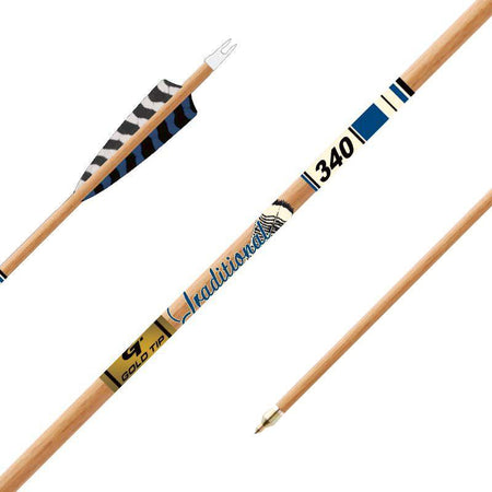 Gold Tip Traditional XT Arrows 400 5" Barred Feathers Half-Dozen Set