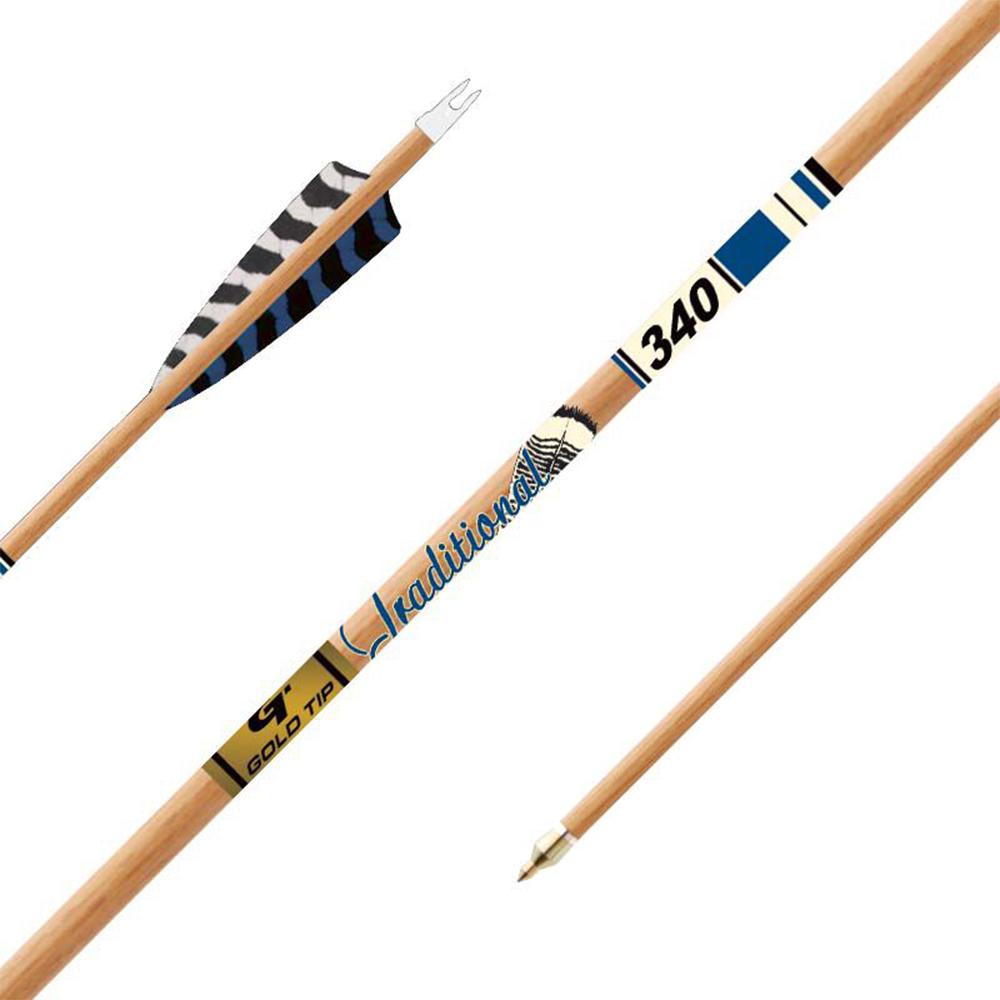 Gold Tip Traditional XT Carbon Arrows 500 5" Barred Feathers Half Dozen