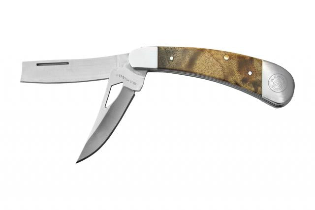 Sarge Knives Razor XL 2-Blade Slip Joint Folding Knife with Maple Burl Handle