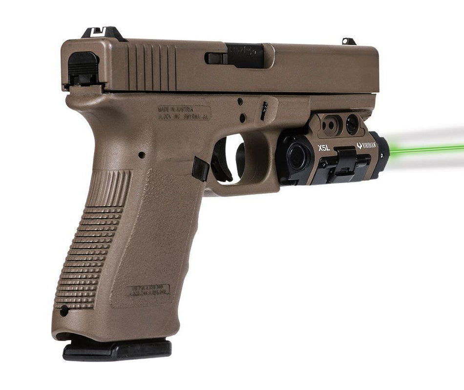 Viridian X5L Gen 3 FDE Universal Handgun Mount Green Laser and 500-Lumen Tactical Light