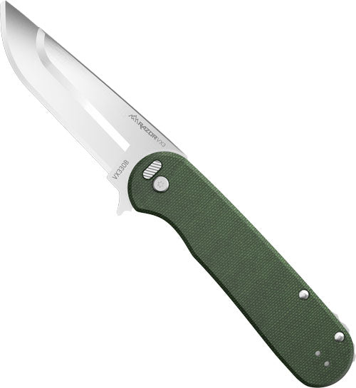 Outdoor Edge Razor VX3 3" Green Micarta Stainless Steel Folding Knife with Ball Bearings