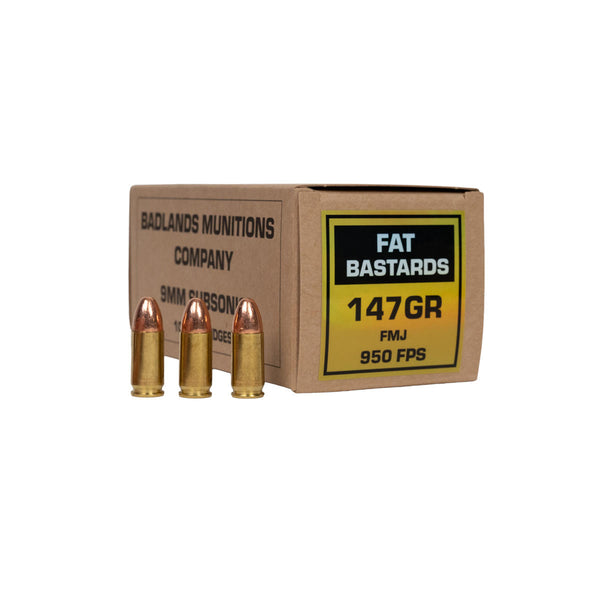 Badlands 9mm 147 Grain Fat Bastards Full Metal Jacket(FMJ) Match Grade