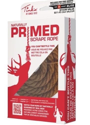 TINKS PRIMED SCRAPE ROPE 32" KNOTTED