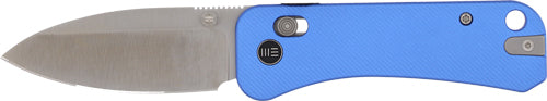 WE Knife Banter 2 2.87" Satin Blade Blue Aluminum Handle Crossbar Lock