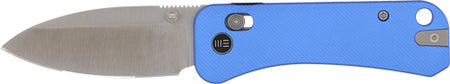 WE Knife Banter 2 2.87" Satin Blade Blue Aluminum Handle Crossbar Lock