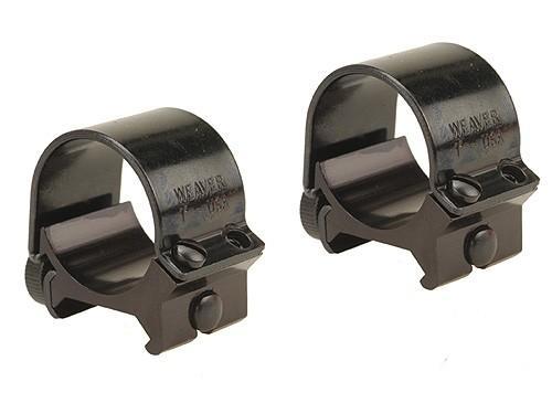 Gloss Black Weaver 1" Low Aluminum Detachable Top Mount Scope Rings