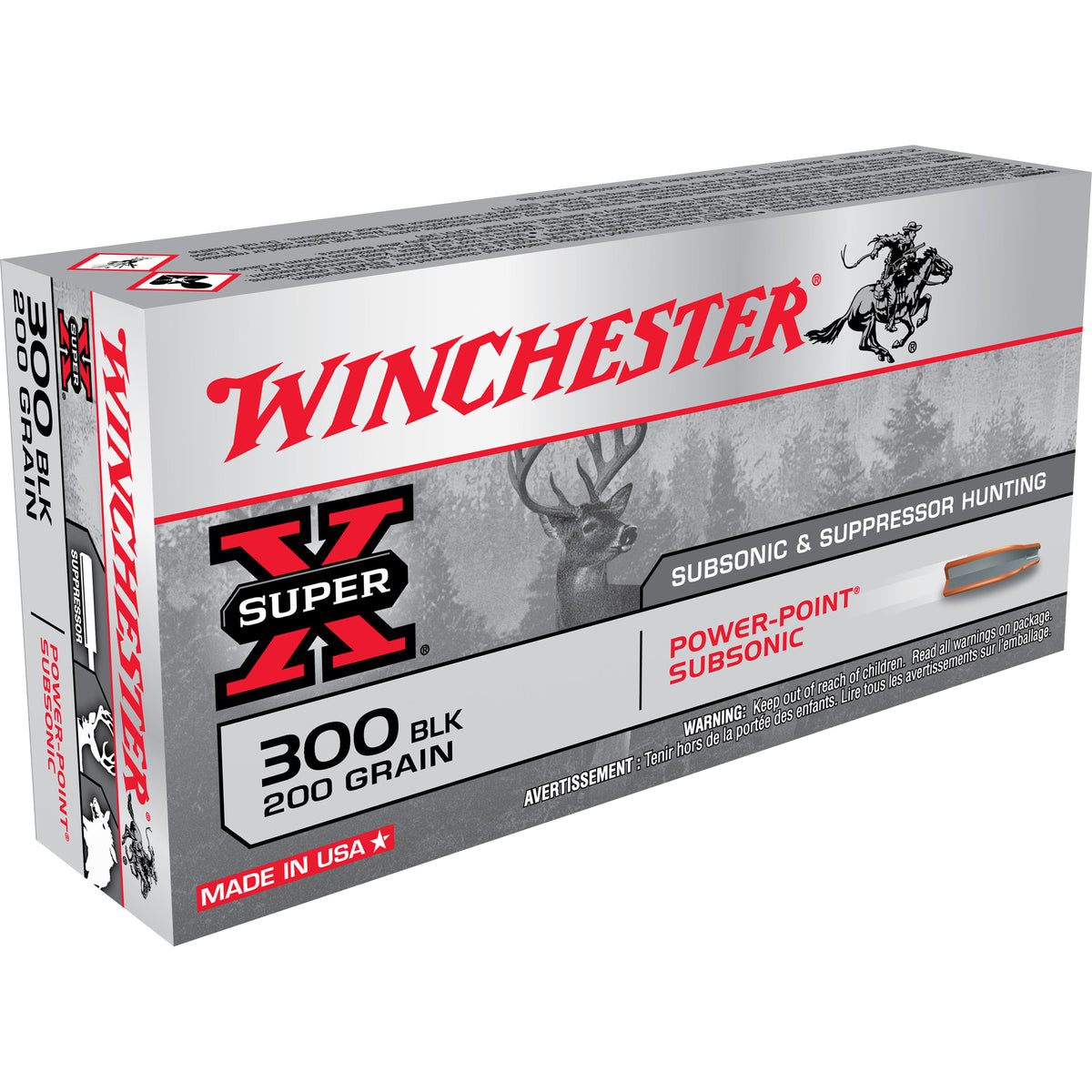 Winchester Super X .300 AAC Blackout 200 grain Power-Point Subsonic ammunition