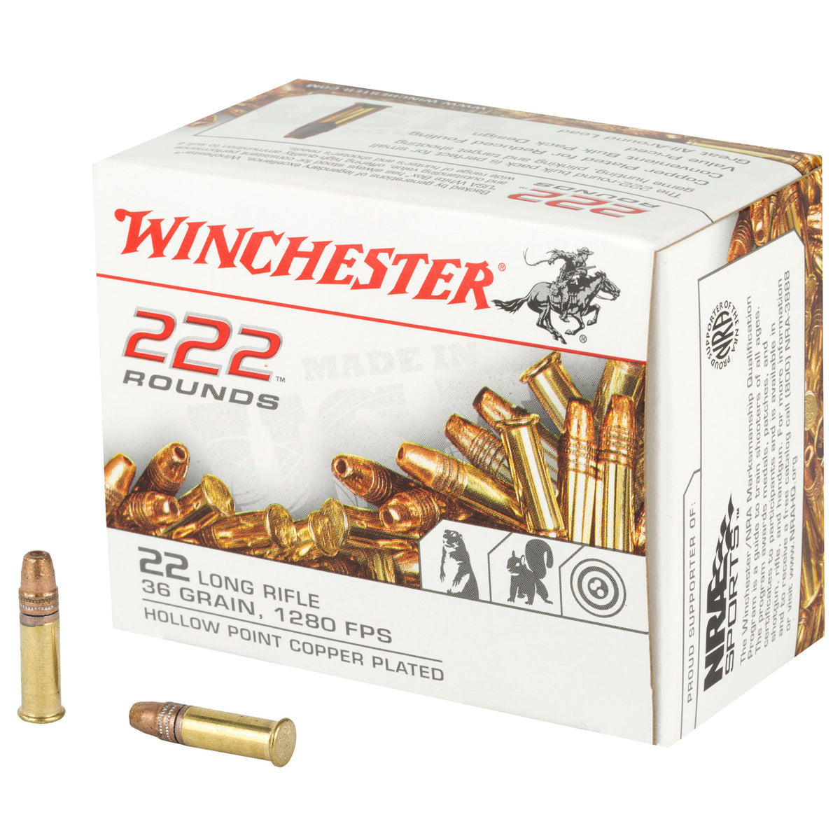 Winchester USA 222 .22 Long Rifle 36 Gr JHP 2