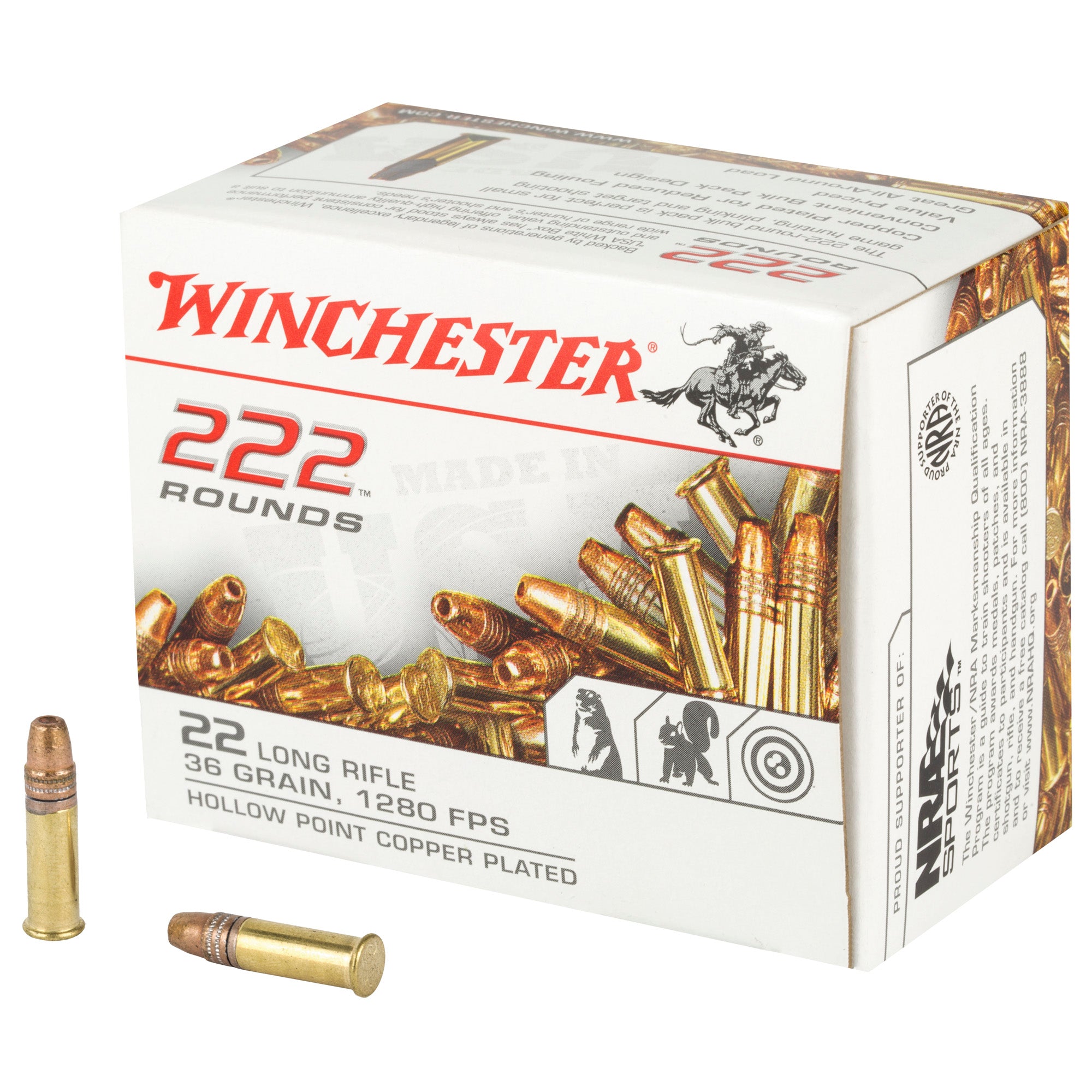 Winchester USA 222 .22 Long Rifle 36 Gr JHP 2