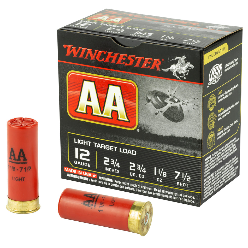 Winchester AA127 AA Light Target 12 Gauge 2-3/4 1-1/8oz #7.5 1145 fps