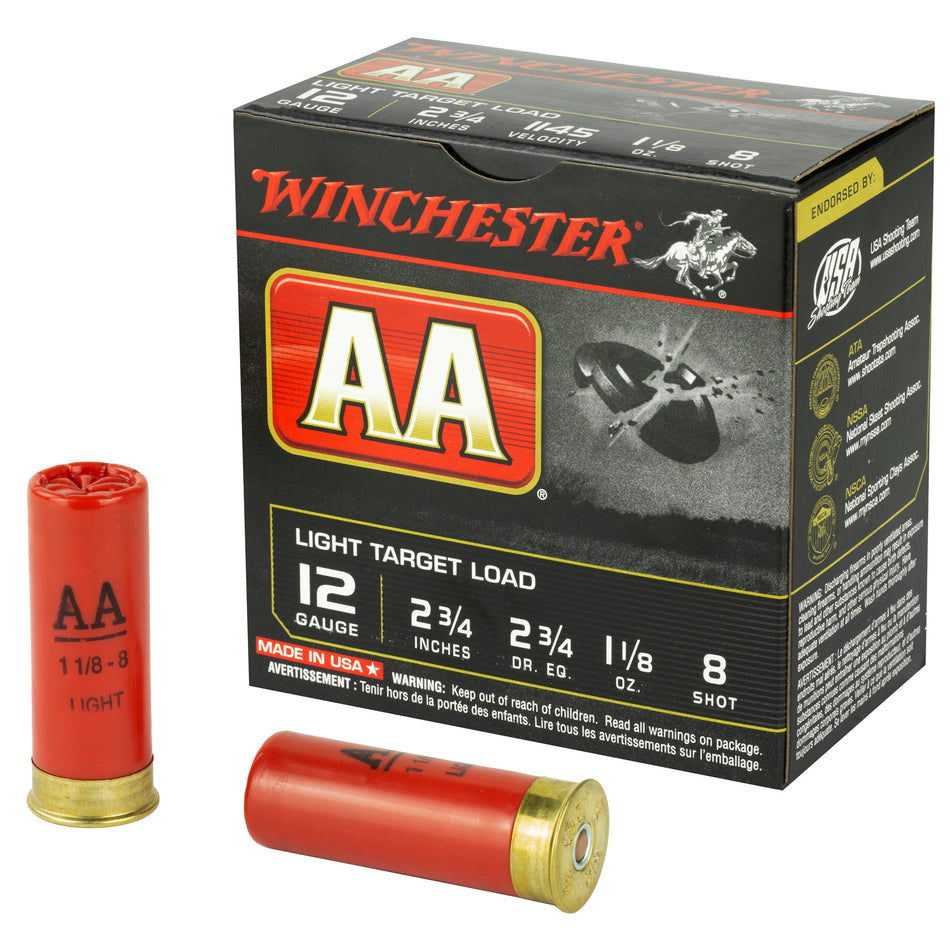 Winchester AA128 AA Light Target 12 Gauge 2-3/4 1-1/8oz #8 1145 fps