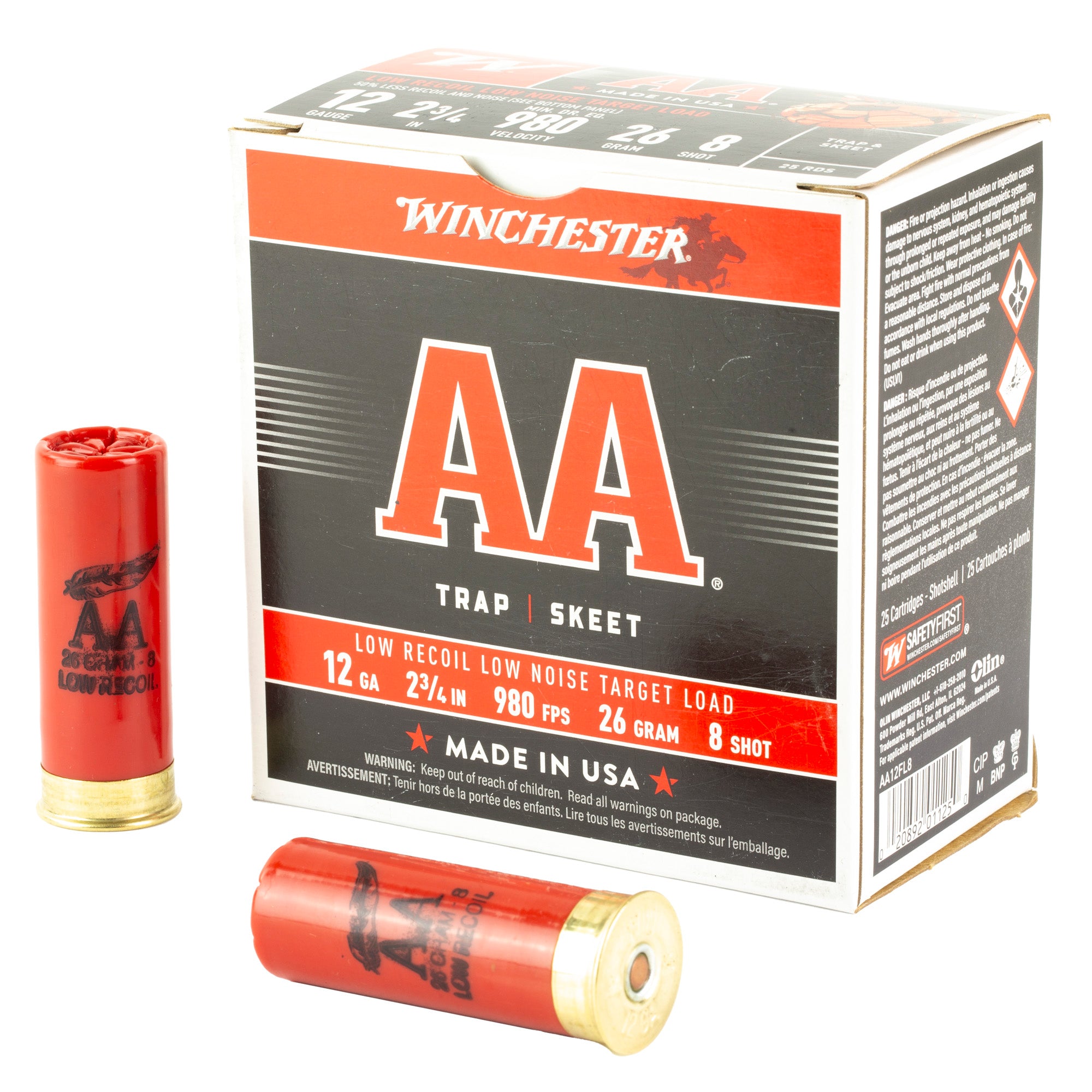 Winchester AA12FL8 AA Low Recoil 12 Gauge 2-3/4  #8 980 fps