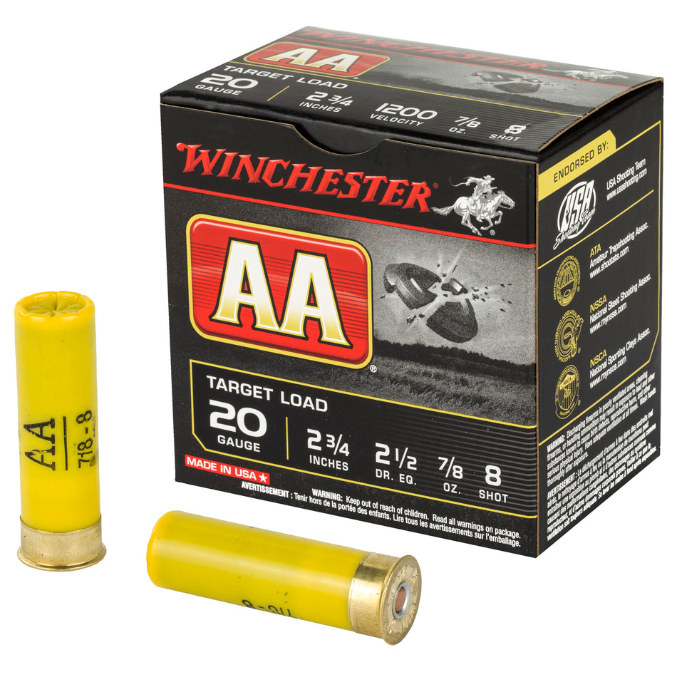 Winchester AA Target Load 20 Gauge 2.75 in. 7/8 oz. 8 Shot 25 rd.