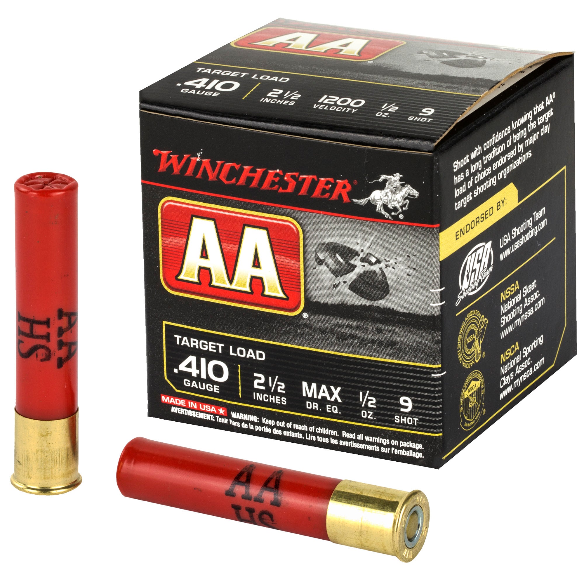 Winchester AA Target Shotgun Ammo .410 Bore 2.5 in 1/2 oz #9