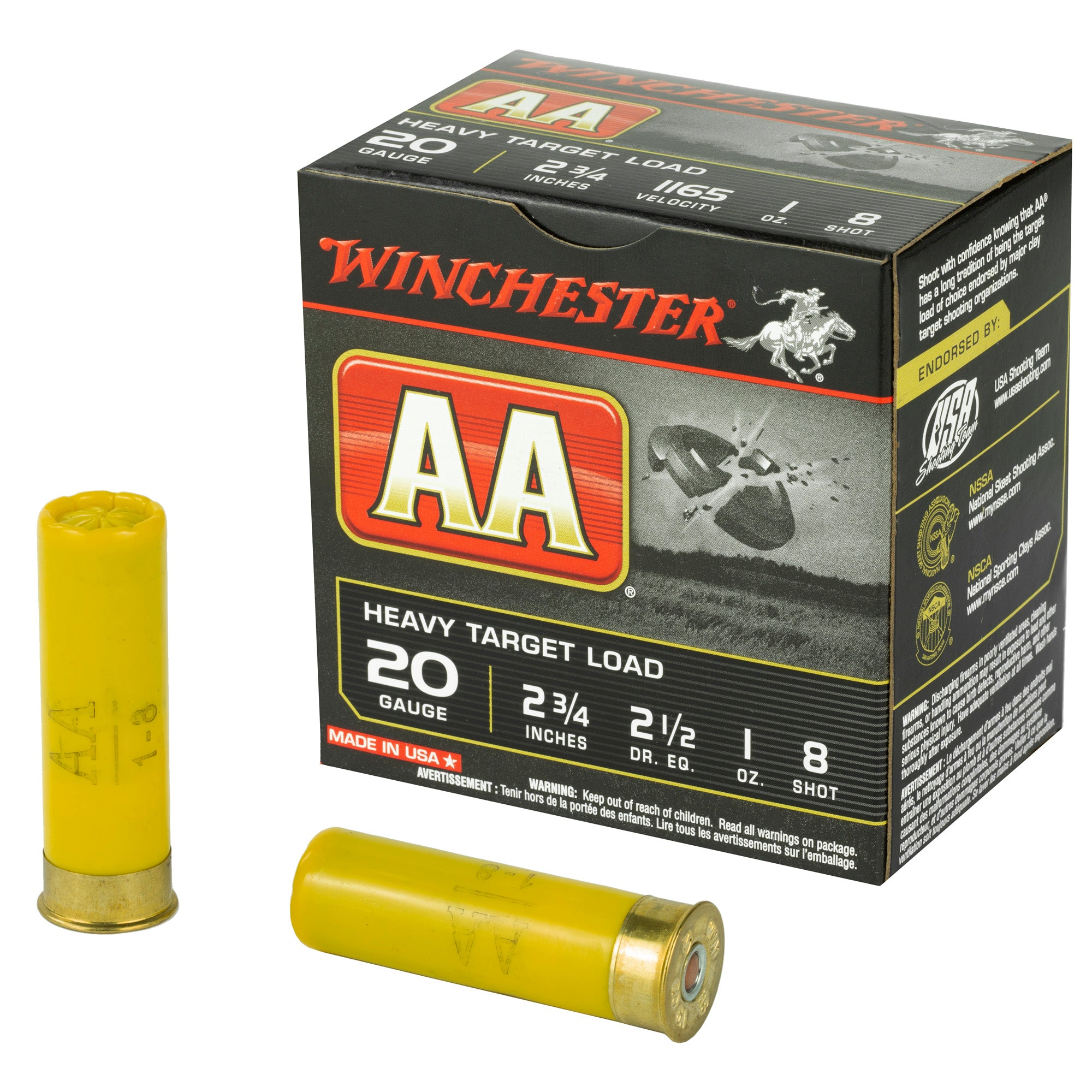 Winchester AA Heavy Target Load 20 Gauge 2.75 in. 1 oz. 8 Shot 25 rd.