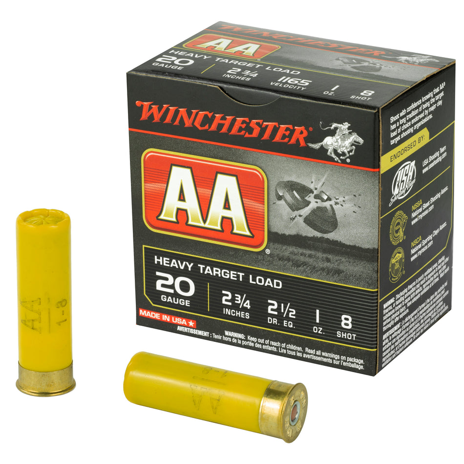 Winchester AA Heavy Target Load 20 Gauge 2.75 in. 1 oz. 8 Shot 25 rd.