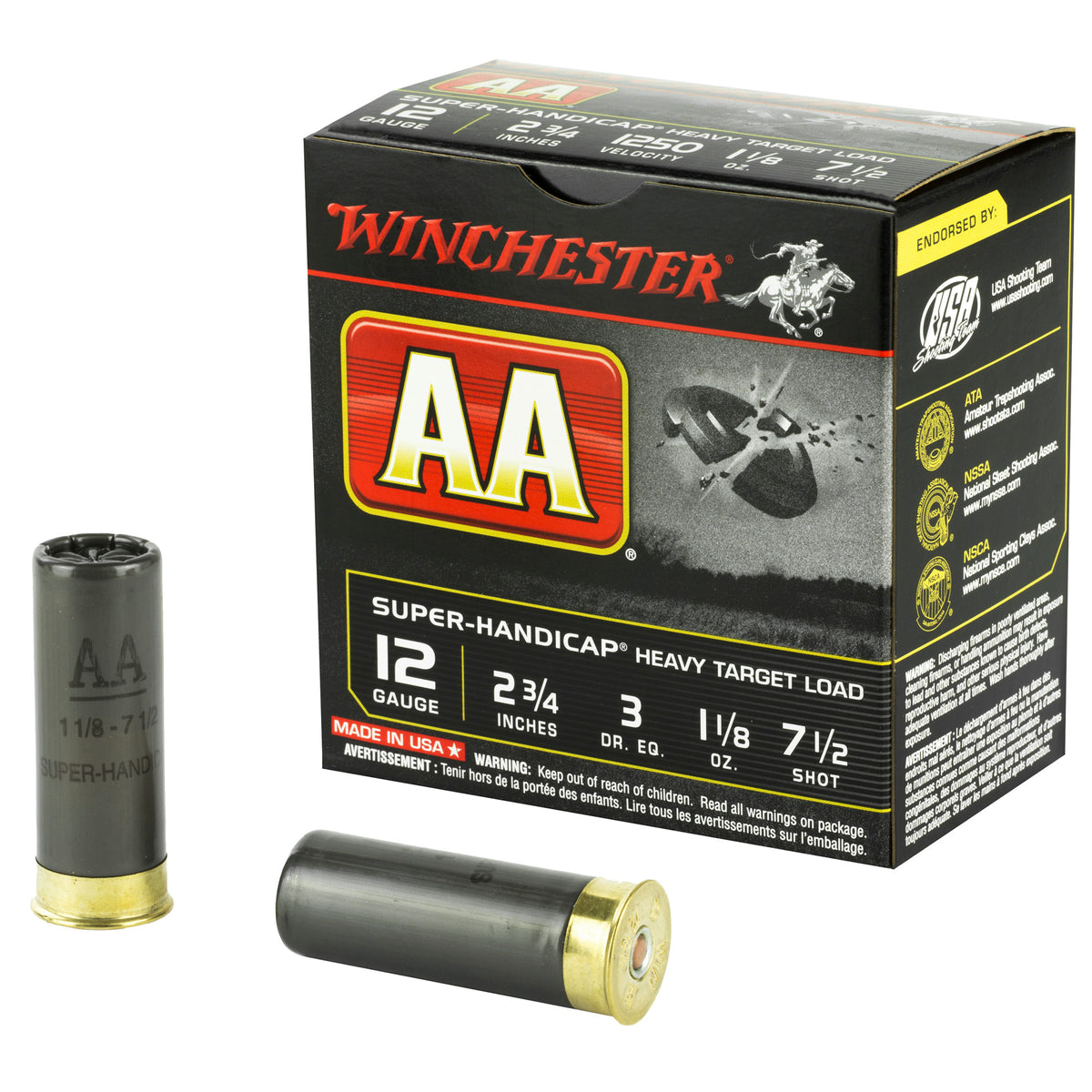 Winchester AAHA127 AA Super Handicap Heavy Target 12 Gauge 2-3/4 1-1/8oz #7.5 1250 fps