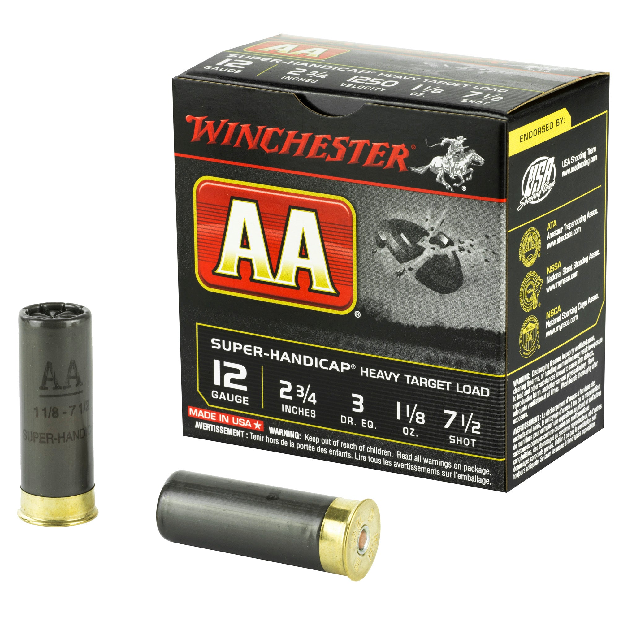 Winchester AAHA127 AA Super Handicap Heavy Target 12 Gauge 2-3/4 1-1/8oz #7.5 1250 fps
