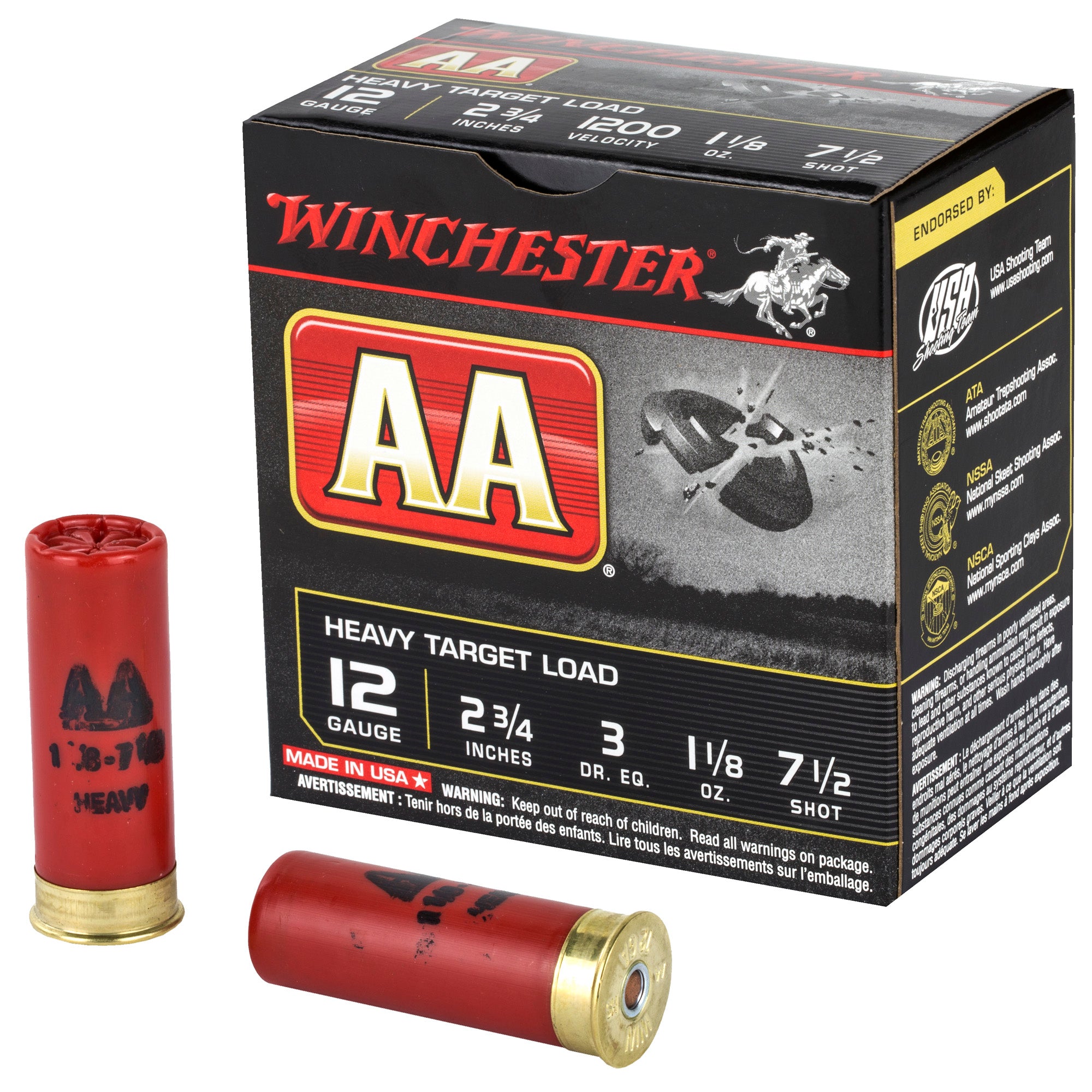 Winchester AAM127 AA Heavy 12 Gauge 2-3/4 1-1/8oz #7.5 1200 fps