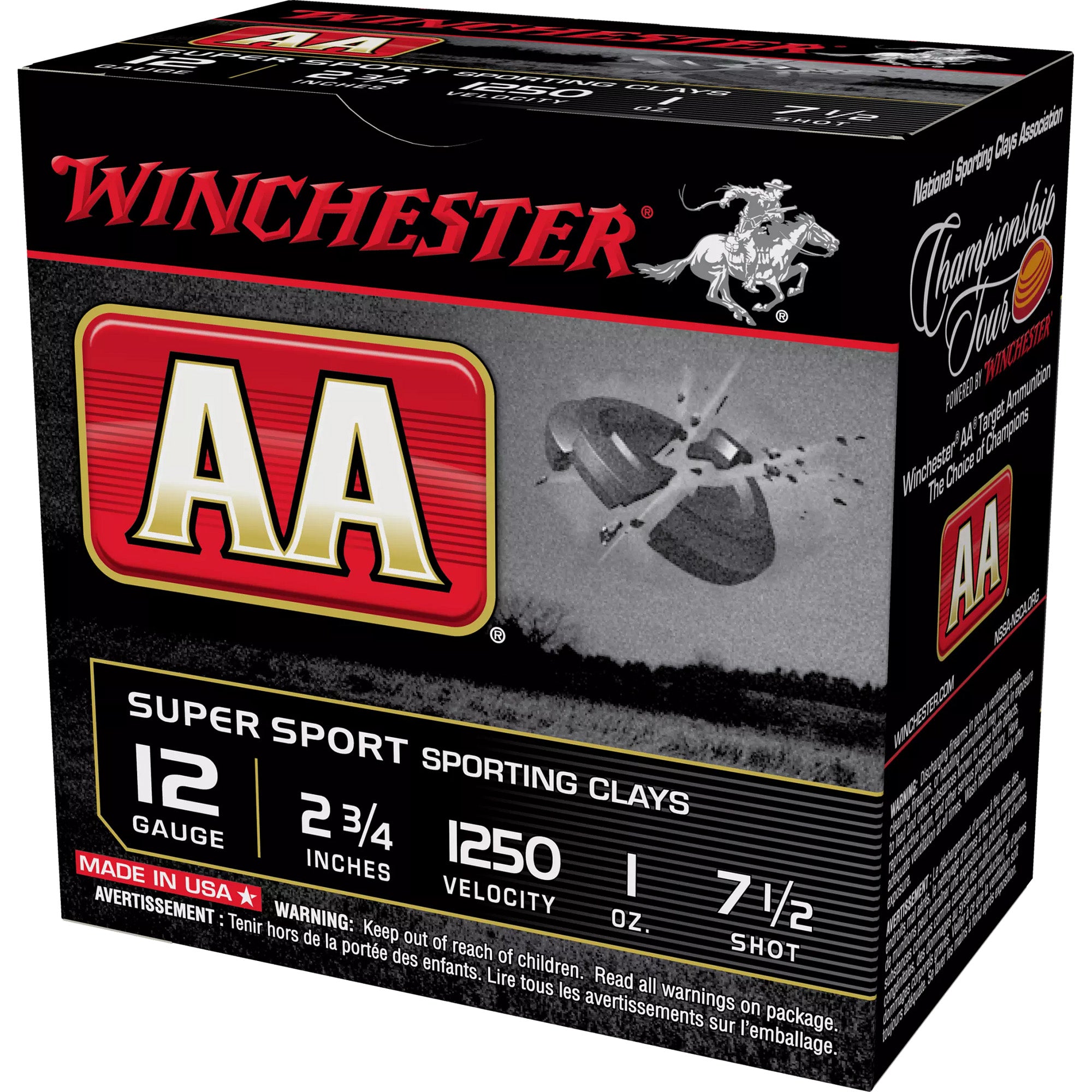 Winchester AASC12507 AA Super Sport Sporting Clay 12 Gauge 2-3/4 1oz #7.5 1250 fps