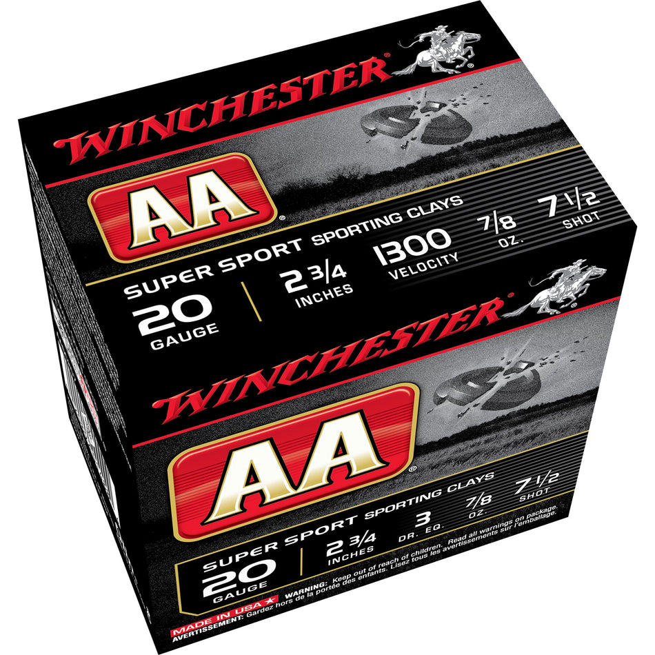 Winchester AASC207 AA Super Sport Sporting Clay 20 Gauge 2-3/4 7/8oz #7.5 1300 fps