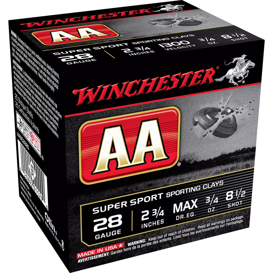 Winchester AASC2885 AA Super Sport Sporting Clay 28 Gauge 2-3/4 3/4oz #8.5 1300 fps