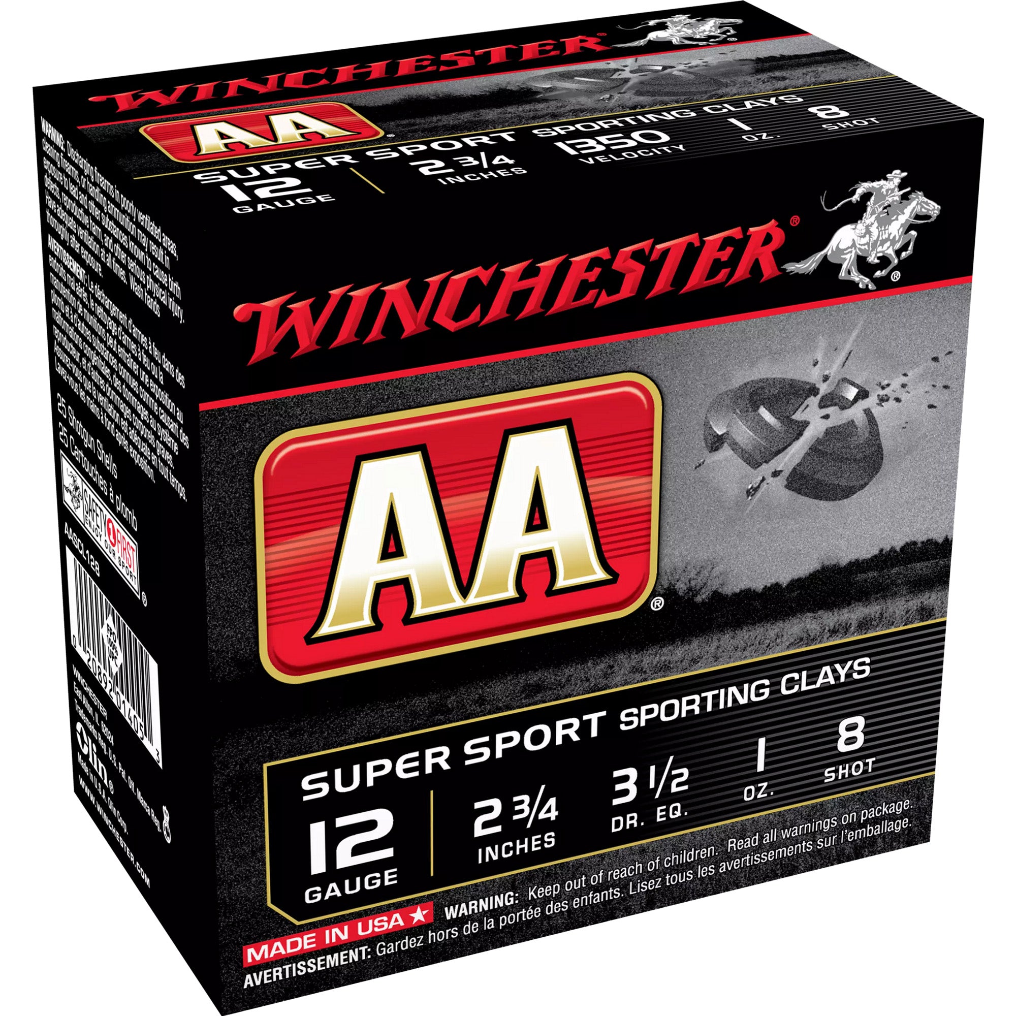 Winchester AASCL128 AA Super Sport Sporting Clay 12 Gauge 2-3/4 1oz #7.5 1350 fps