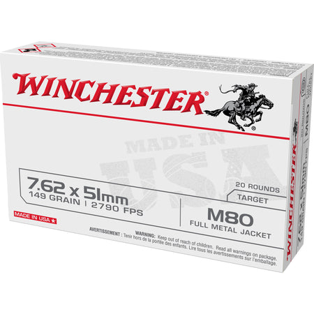 Winchester M80 M80 Full Metal Jacket Lead Core 149 Grain .308 Win / 7.62x51mm 2790 fps