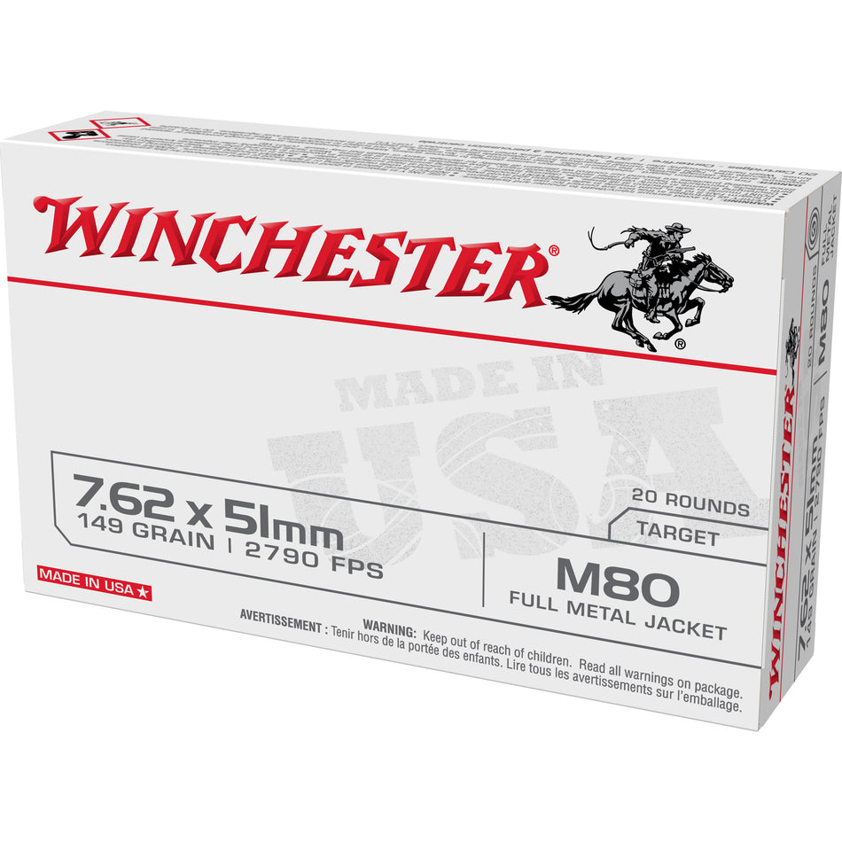Winchester M80 M80 Full Metal Jacket Lead Core 149 Grain .308 Win / 7.62x51mm 2790 fps