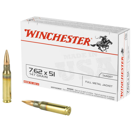 Winchester USA .308 Win / 7.62x51mm 147 grain Full Metal Jacket ammunition