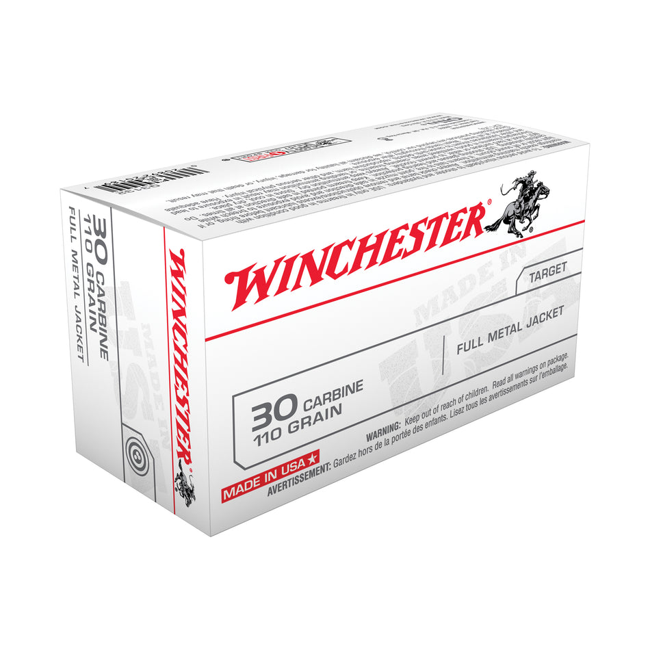 Winchester USA .30 Carbine 110 grain Full Metal Jacket ammunition