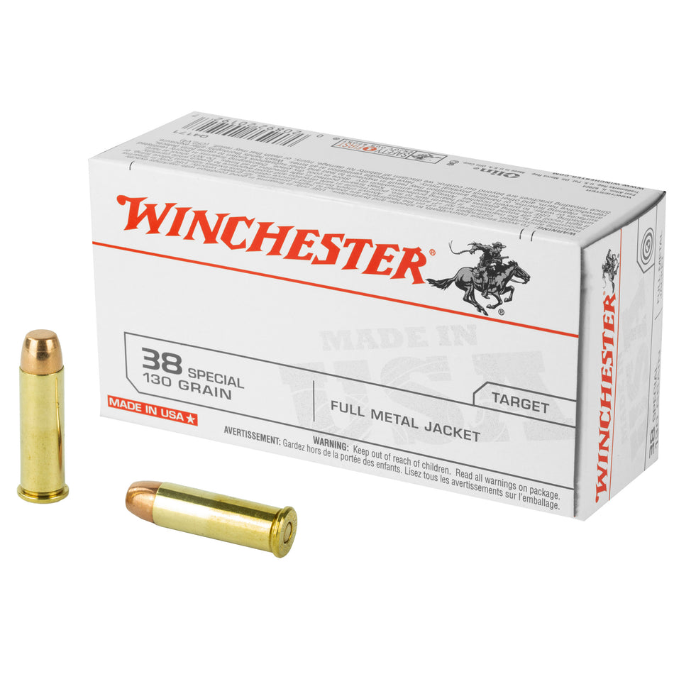 Winchester White Box USA .38 Special 130 grain Full Metal Jacket ammunition