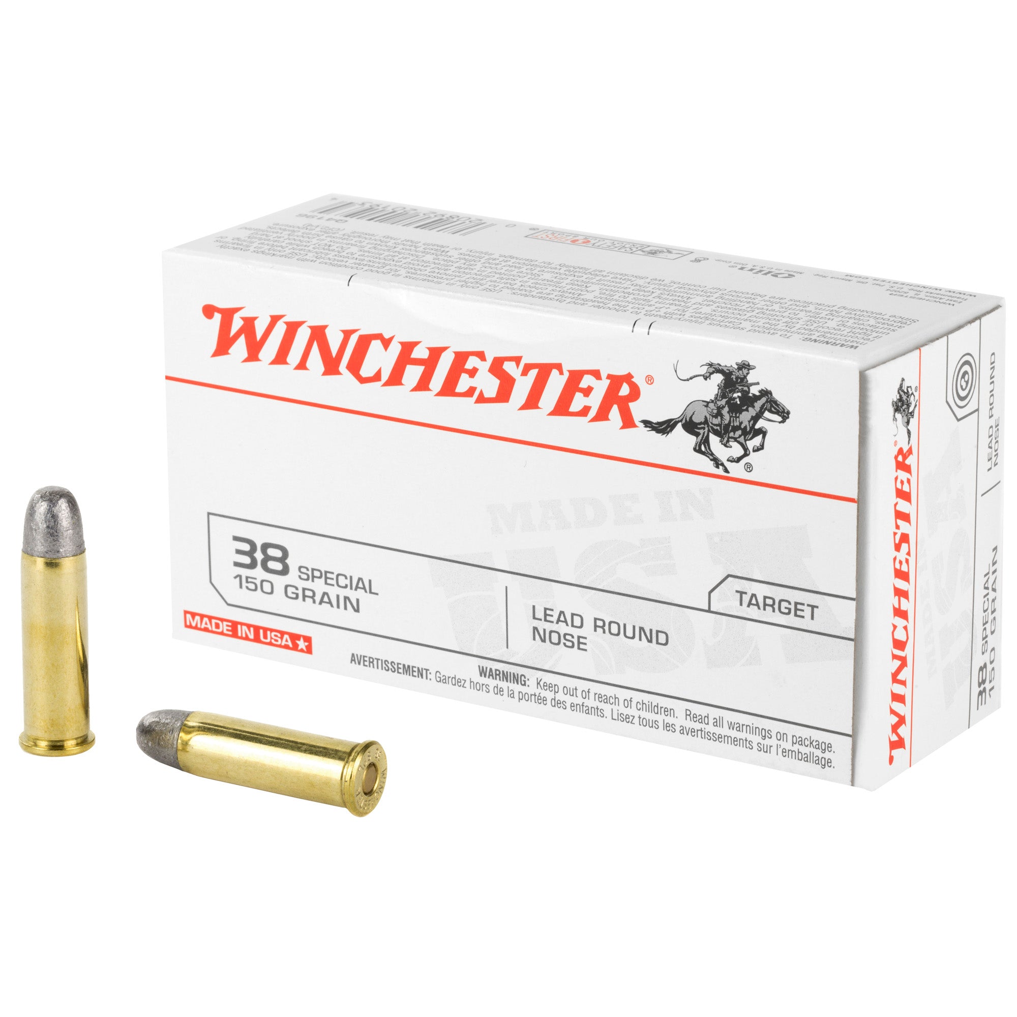 Winchester USA Lead Round Nose 150 Grain .38 Special 845 fps