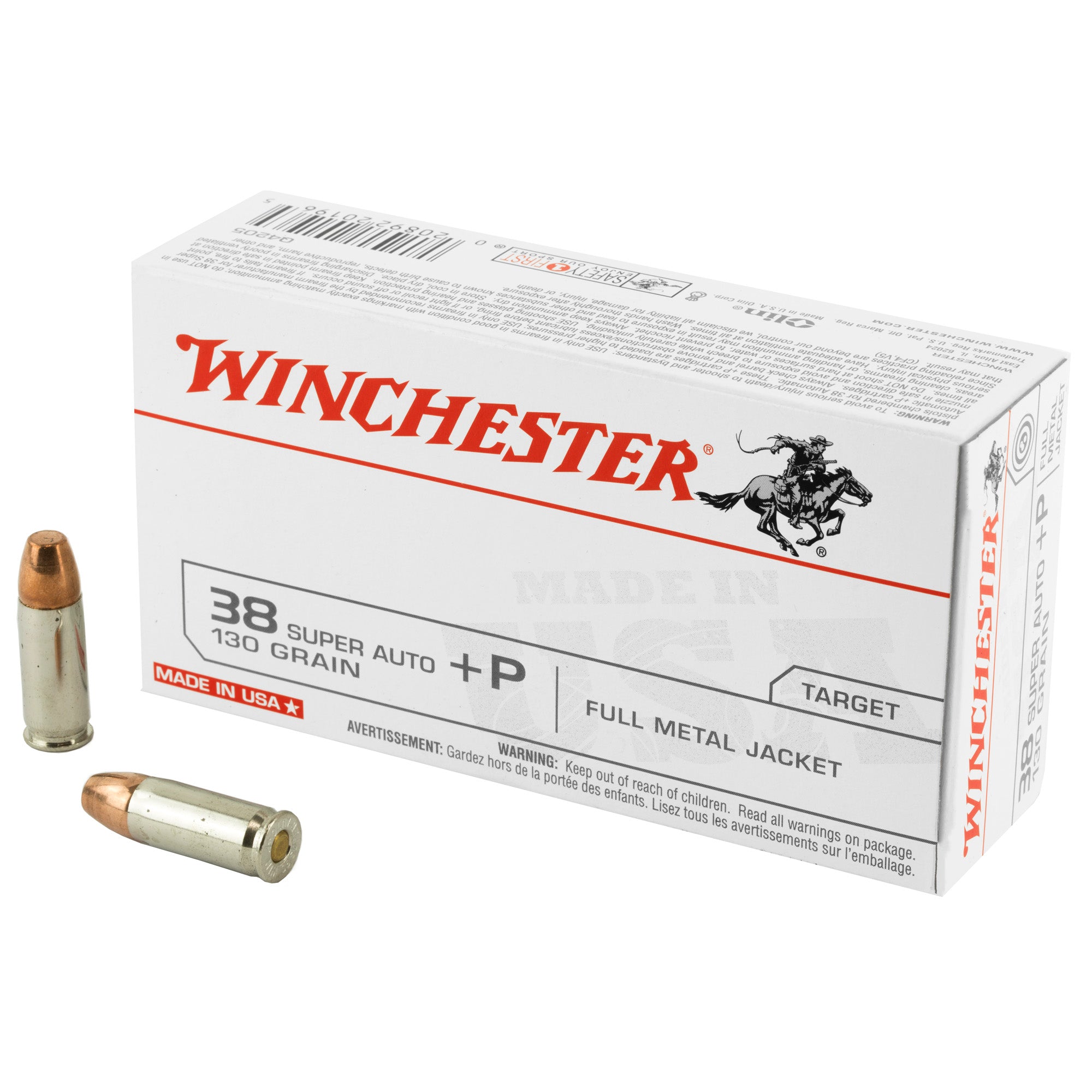 Winchester USA +P Full Metal Jacket 130 Grain .38 Super 1215 fps