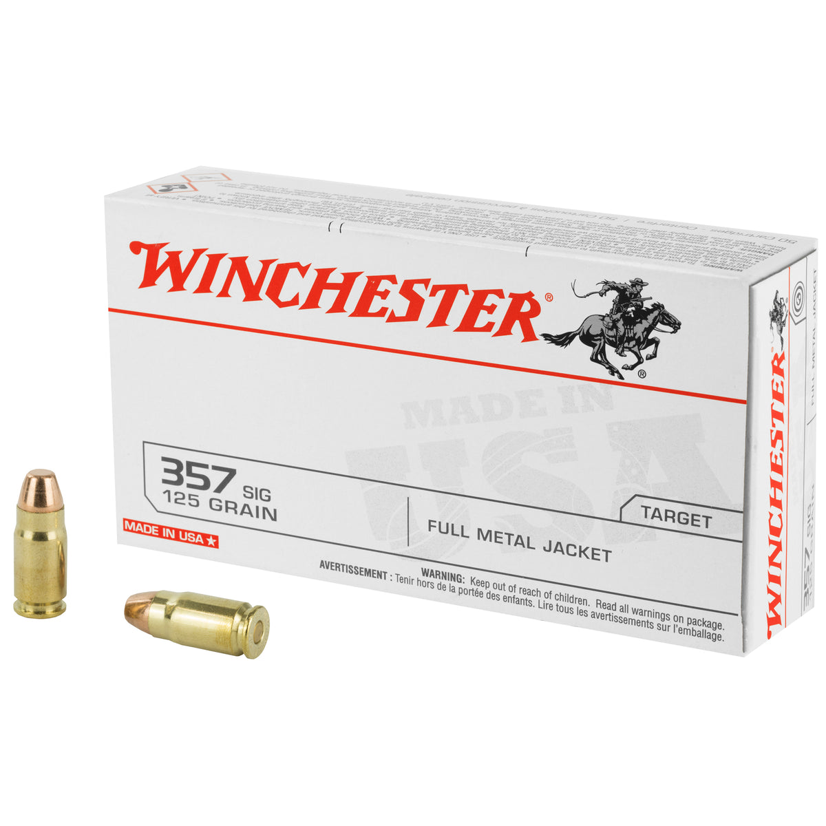 Winchester USA Full Metal Jacket 125 Grain .357 Sig 1350 fps