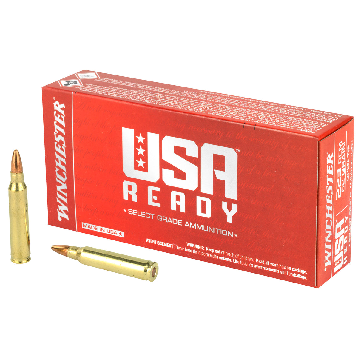 Winchester USA Ready Ready Open Tip Range 62 Grain .223 Remington 3065 fps