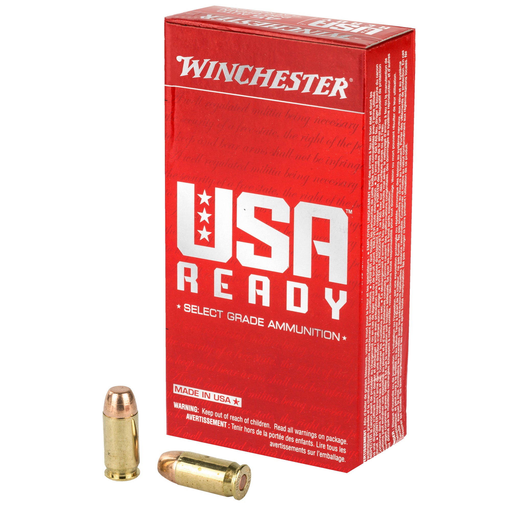 Winchester Ammo RED45 USA Ready 45 ACP 230 gr Full Metal Jacket Flat Nose (FMJFN)