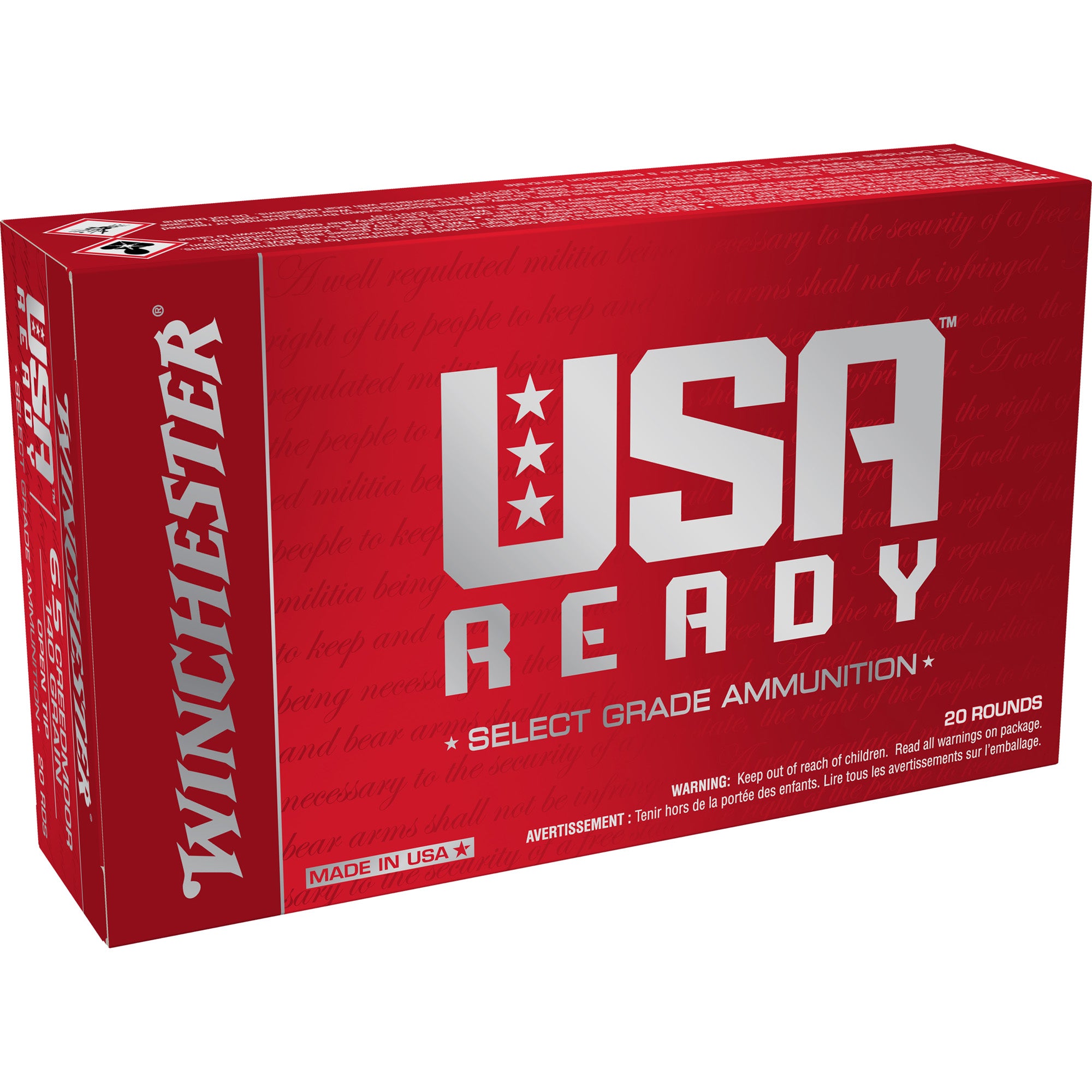 Winchester Ammo USA READY AMO 6.5 CREEDMOOR 140GR FMJ OT