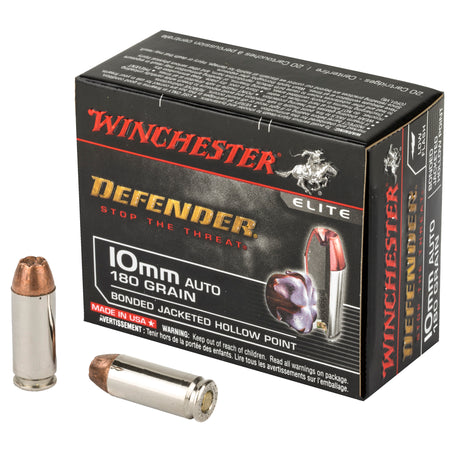Winchester Defender Pistol Ammo 10mm Luger 180 gr. Bonded Jacketed Hollow Point (JHP)
